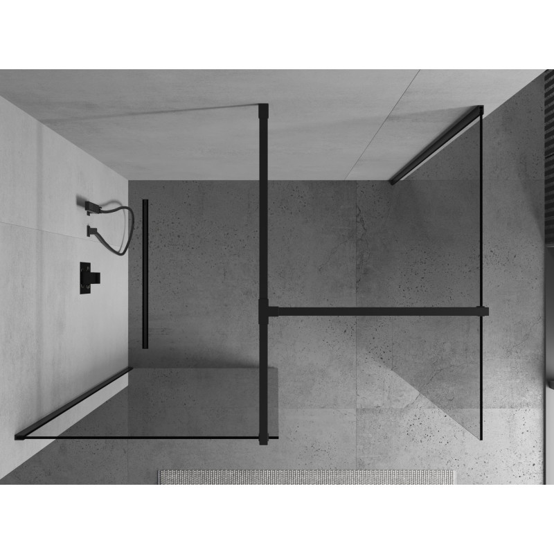Mexen Kioto Walk-in zuhanyfal 110 x 75 cm, átlátszó, fekete - 800-110-202-70-00-075