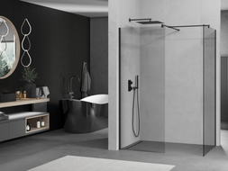 Mexen Kioto Walk-in zuhanyfal 110 x 75 cm, átlátszó, fekete - 800-110-202-70-00-075