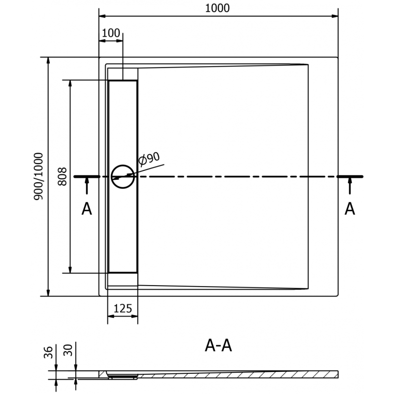 Mexen Amon cadă de duș dreptunghiulară SMC 100 x 90 cm, negru - 4F709010