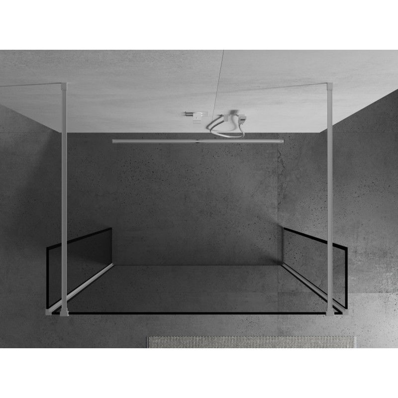 Mexen Kioto szabadon álló zuhanyfal 110 x 30 x 30 cm, fekete keret, fehér - 800-110-030-222-20-70-030