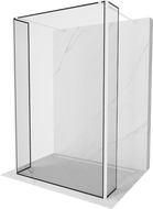 Mexen Kioto önállóan álló zuhanyfal 100 x 30 x 30 cm, fekete keret, fehér - 800-100-030-222-20-70-030