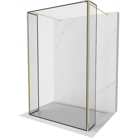 Mexen Kioto szabadon álló zuhanyfal 100 x 30 x 30 cm, fekete minta, arany - 800-100-030-222-50-70-030