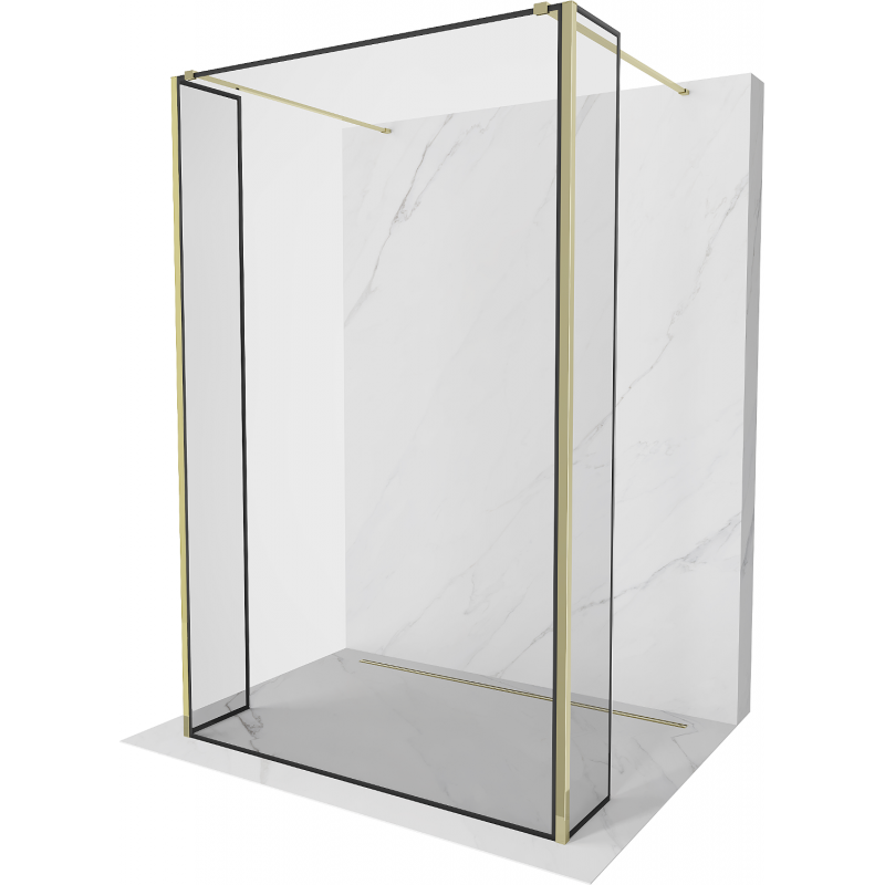 Mexen Kioto perete de duş liberă 160 x 30 x 30 cm, model negru, aurie - 800-160-030-222-50-70-030