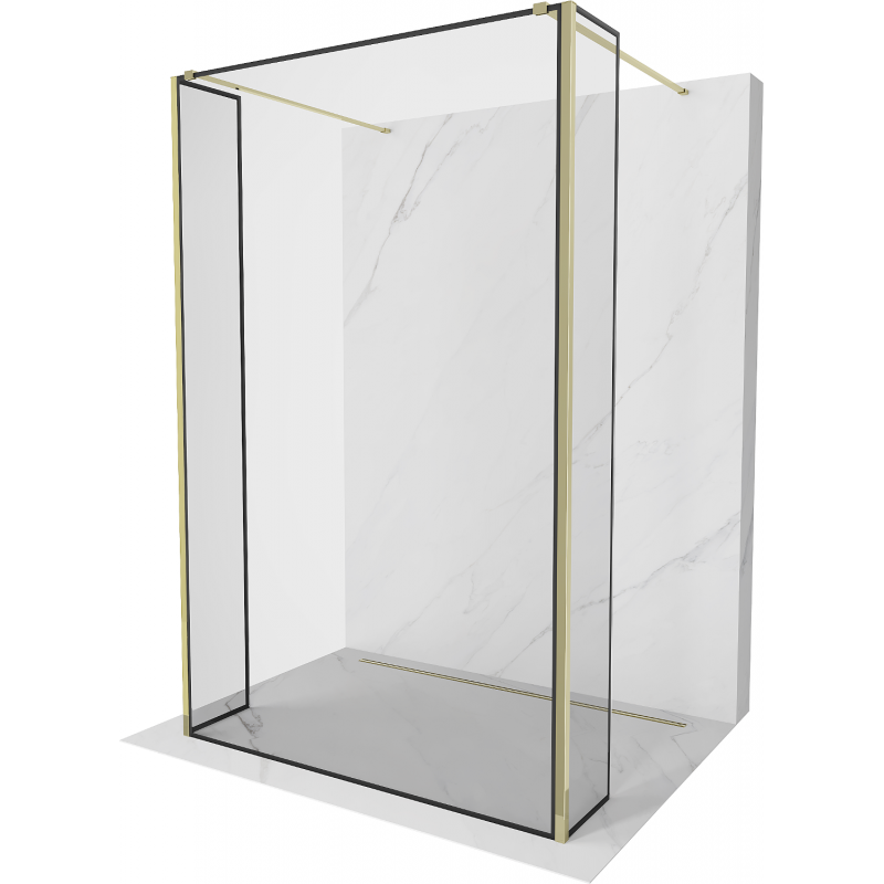 Mexen Kioto perete de duș liber 140 x 30 x 30 cm, model negru, aurie - 800-140-030-222-50-70-030