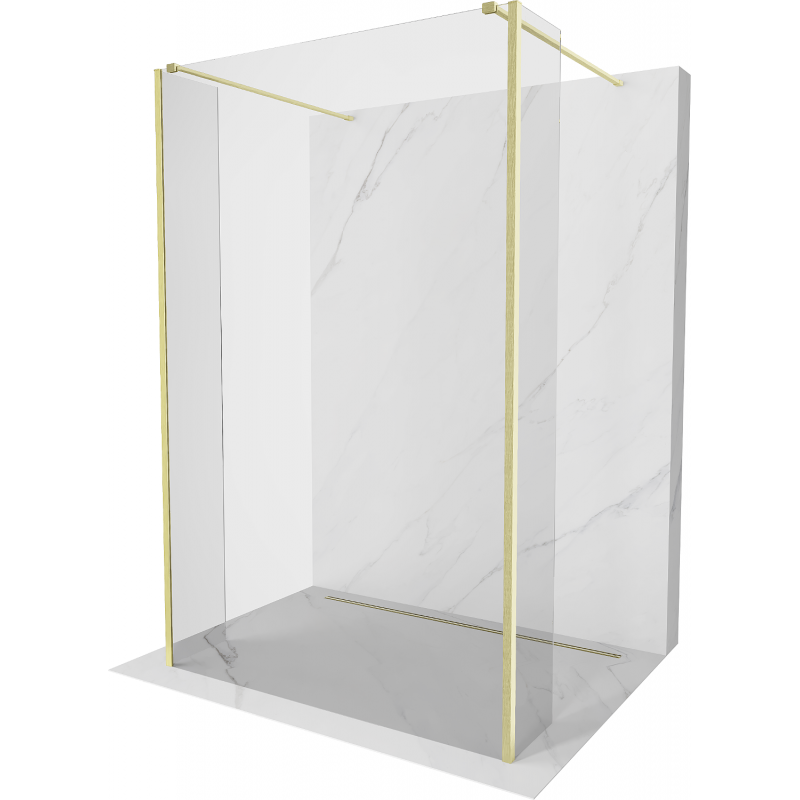 Kioto paravan de duș freestanding 125 x 30 x 30 cm, transparent, finisaj auriu periat - 800-125-030-222-55-00-030