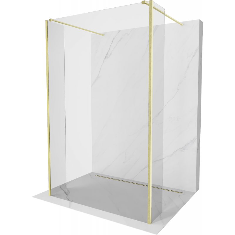 Mexen Kioto perete de duș autoportant 155 x 30 x 30 cm, transparent, auriu periat - 800-155-030-222-55-00-030
