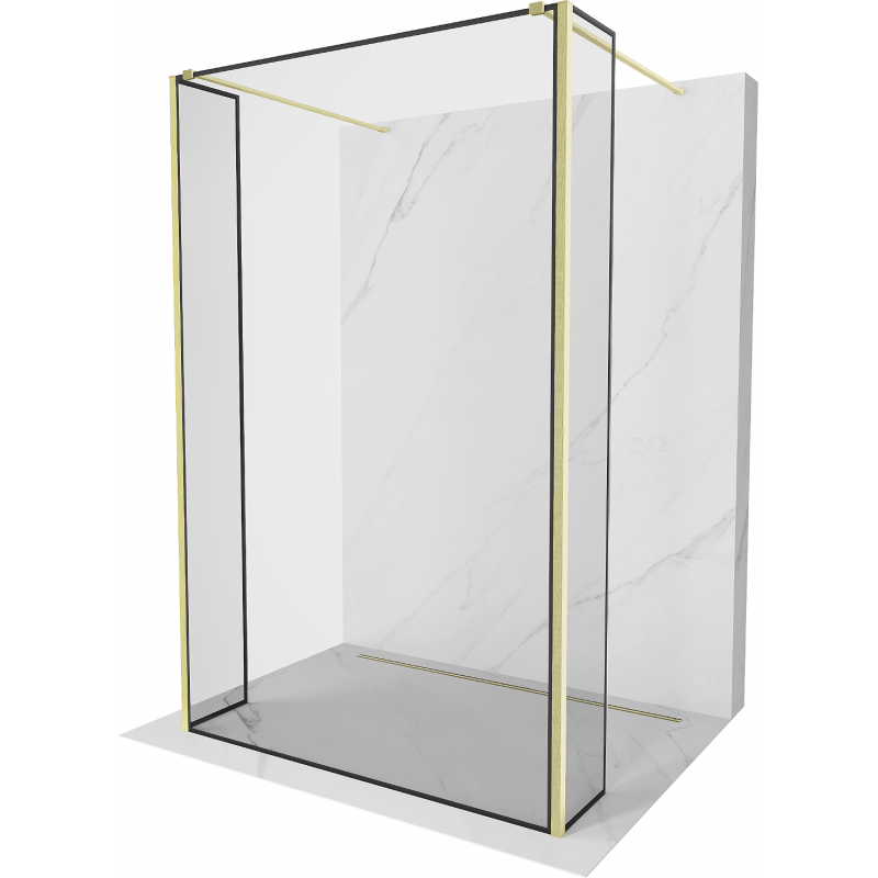 Mexen Kioto szabadon álló zuhanyfal 90 x 30 x 30 cm, fekete minta, arany kefélt - 800-090-030-222-55-70-030