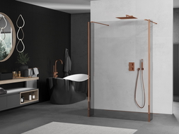 Mexen Kioto paravan de duș freestanding 100 x 30 x 30 cm, transparent, aur roz - 800-100-030-222-60-00-030
