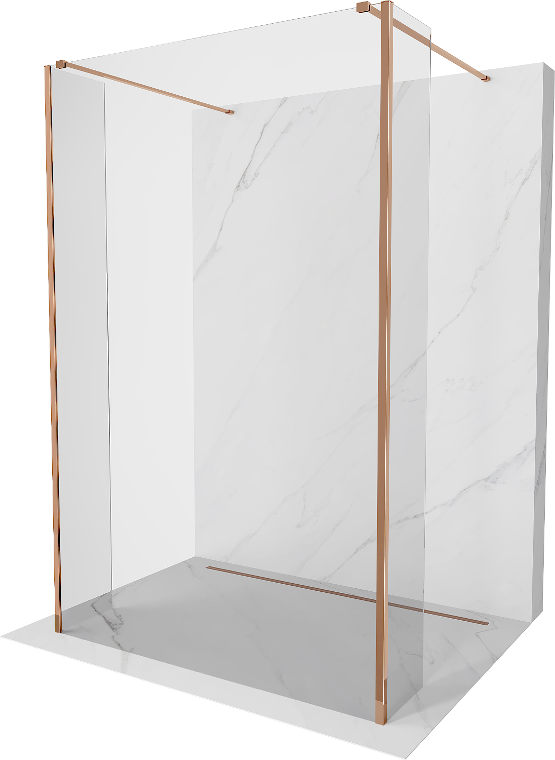 Mexen Kioto perete de duș freestanding 140 x 30 x 30 cm, transparent, aur roz - 800-140-030-222-60-00-030