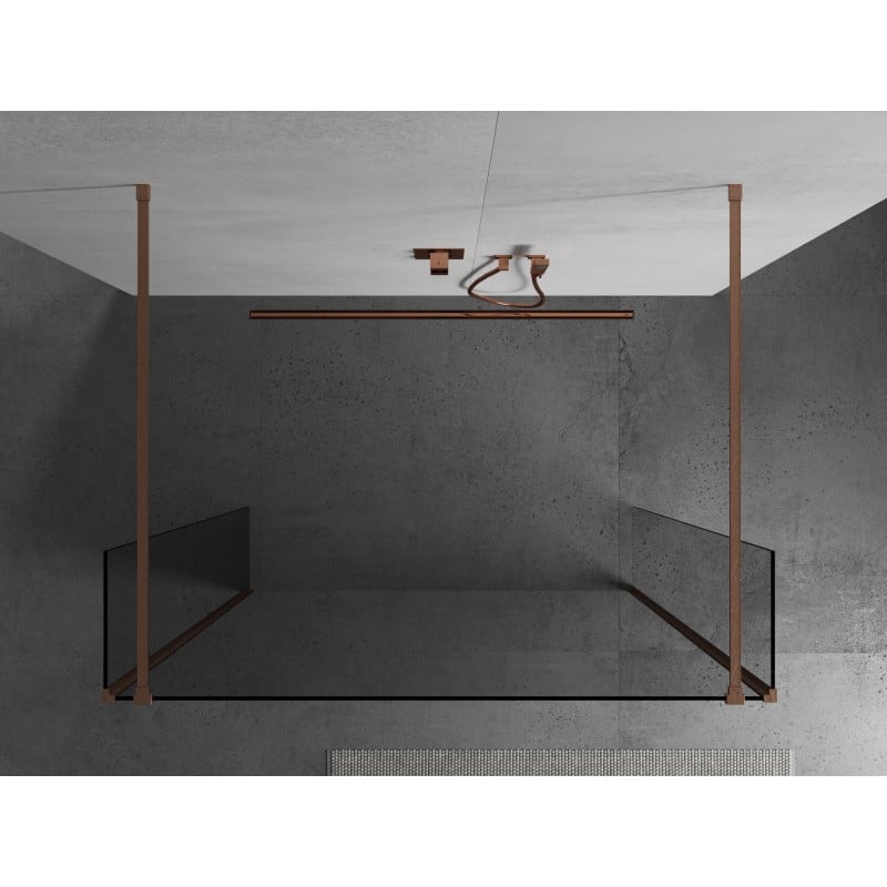 Mexen Kioto perete de duș freestanding 145 x 30 x 30 cm, transparent, cupru periat - 800-145-030-222-65-00-030