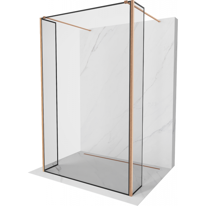 Mexen Kioto perete de duș autoportant 90 x 30 x 30 cm, model negru, cupru periat - 800-090-030-222-65-70-030