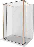 Mexen Kioto szabadon álló zuhanyfal 90 x 30 x 30 cm, fekete minta, csiszolt réz - 800-090-030-222-65-70-030