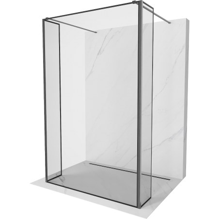 Mexen Kioto szabadon álló zuhanyfal 90 x 30 x 30 cm, fekete minta, gun gray selyemfényű - 800-090-030-222-66-70-030