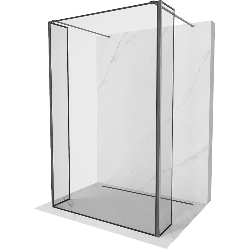 Mexen Kioto perete despărțitor de duș independent 120 x 30 x 30 cm, ramă neagră, gri oțel periat