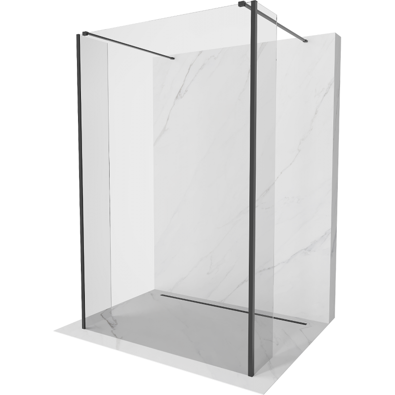 Mexen Kioto szabadon álló zuhanyfal 105 x 30 x 30 cm, átlátszó, fekete - 800-105-030-222-70-00-030