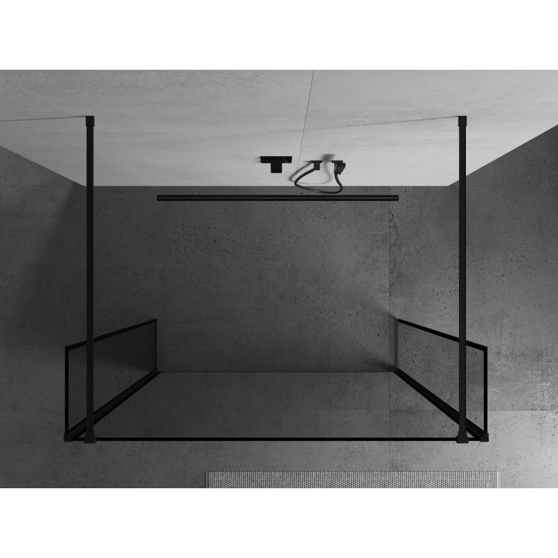 Mexen Kioto perete despărțitor duș de sine stătător 110 x 30 x 30 cm, ramă neagră, negru - 800-110-030-222-70-70-030