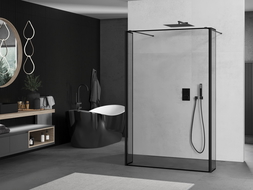 Mexen Kioto perete de duș cu sprijin liber 150 x 30 x 30 cm, model negru, negru - 800-150-030-222-70-70-030