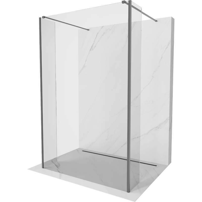 Mexen Kioto szabadon álló zuhanyfal 105 x 30 x 30 cm, átlátszó, gun metal - 800-105-030-222-95-00-030