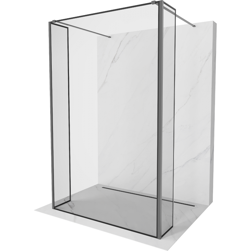Mexen Kioto szabadon álló zuhanymozaik 90 x 30 x 30 cm, fekete mintázat, gun metal - 800-090-030-222-95-70-030
