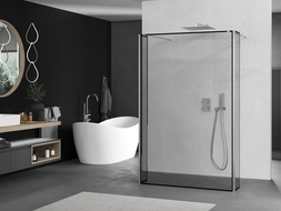 Mexen Kioto perete de dus independent 140 x 30 x 30 cm, model negru, nickel periat - 800-140-030-222-97-70-030