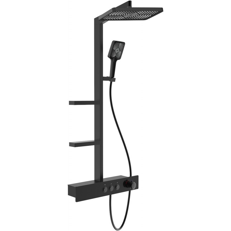 Mexen Saxx set de duș de suprafață cu duș ploaie și baterie, negru - 78102-70