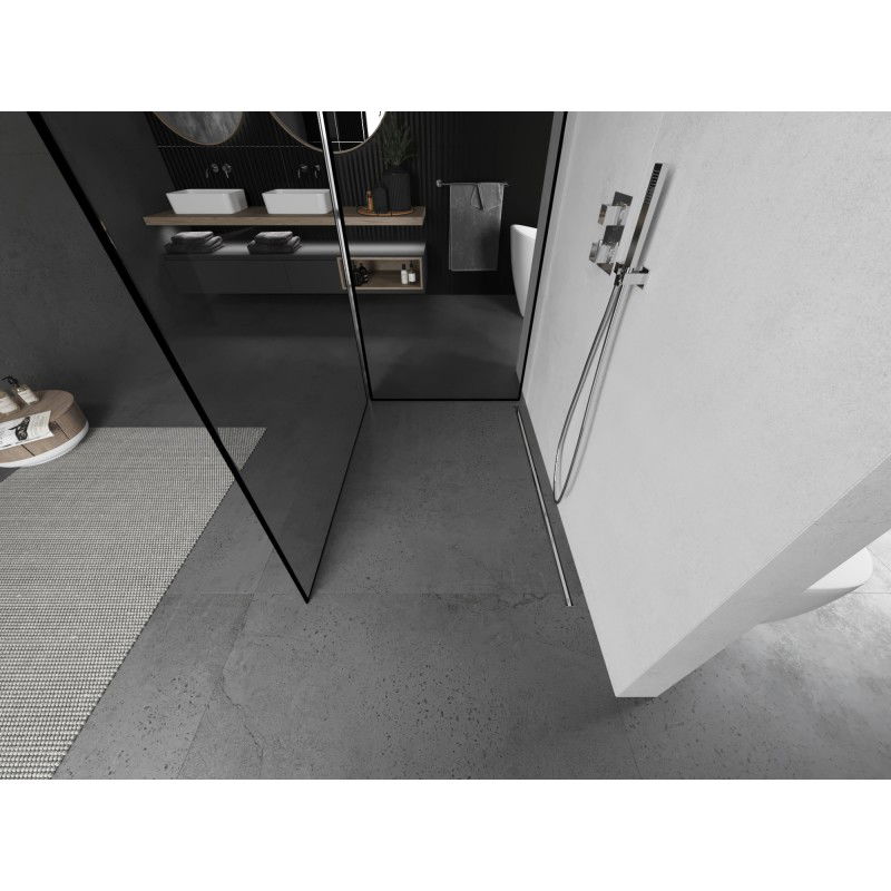 Mexen Kioto zuhanyfal Walk-in 90 x 80 cm, fekete keret, króm - 800-090-212-01-70-080
