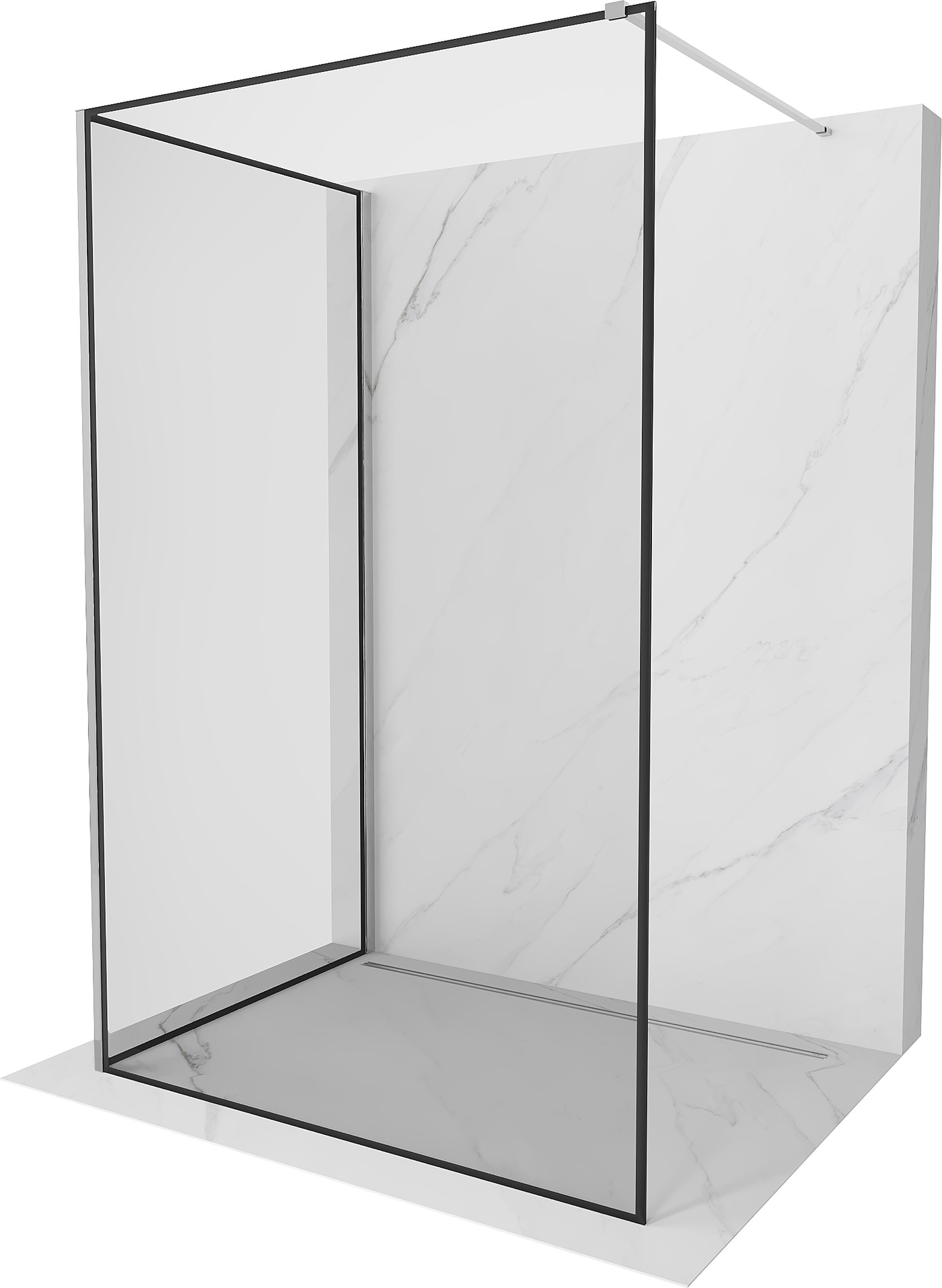 Mexen Kioto perete de duș Walk-in 110 x 90 cm, design negru, crom - 800-110-212-01-70-090