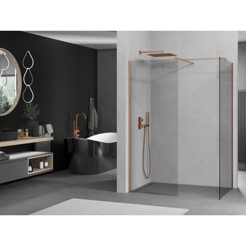 Mexen Kioto panou de duș Walk-in 100 x 95 cm, transparent, cupru periat - 800-100-202-65-00-095