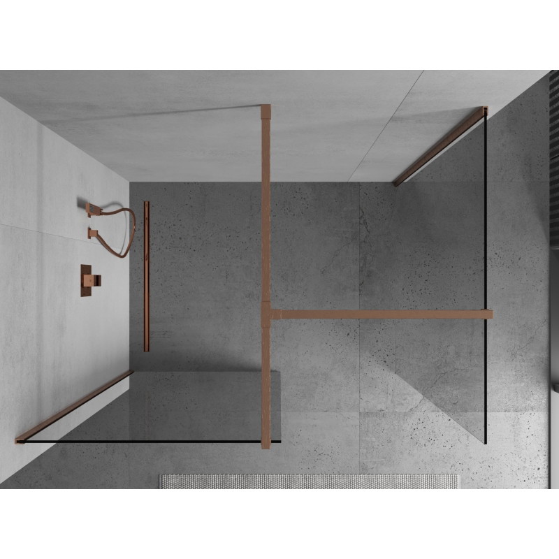 Mexen Kioto Walk-in zuhanyfal 100 x 95 cm, átlátszó, csiszolt réz - 800-100-202-65-00-095