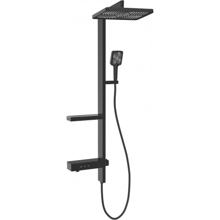 Mexen Roar set de duș montat pe perete cu ploaie și baterie, negru - 78105-70