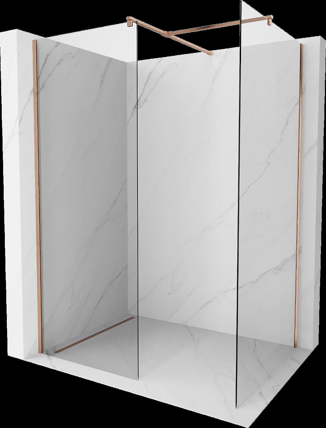 Mexen Kioto perete dus Walk-in 110 x 105 cm, transparent, cupru periat - 800-110-202-65-00-105