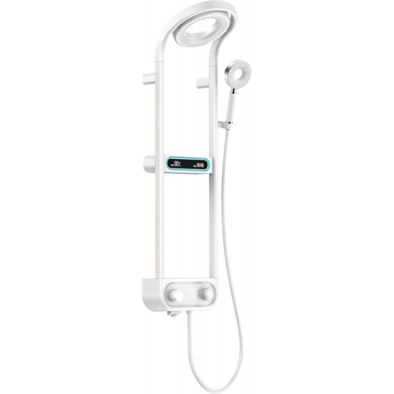 Mexen Peak set de duș montat superficial cu duș de ploaie și baterie, afișaj LED, alb - 78106-20