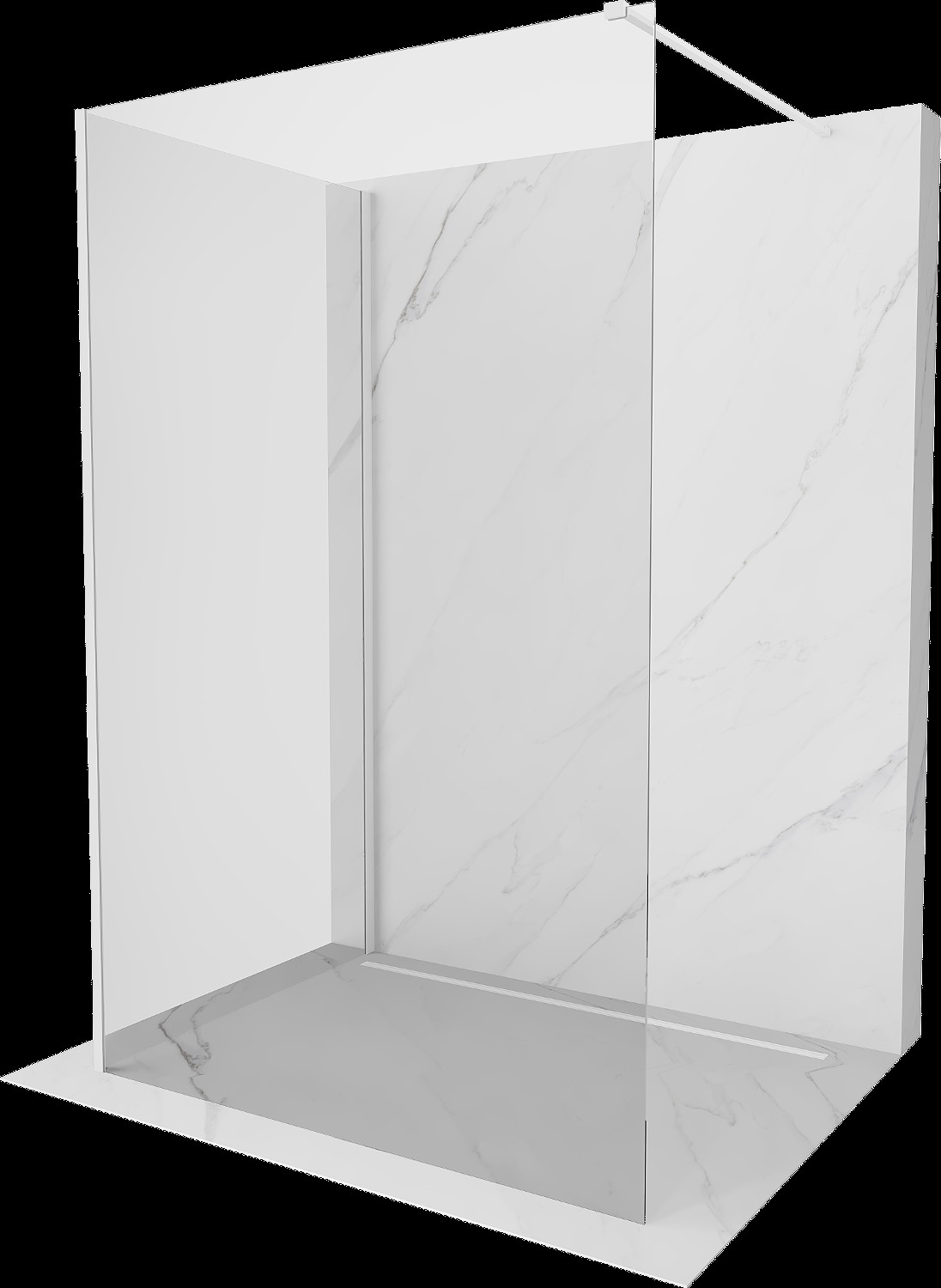 Mexen Kioto perete duş Walk-in 110 x 75 cm, transparent, alb - 800-110-212-20-00-075