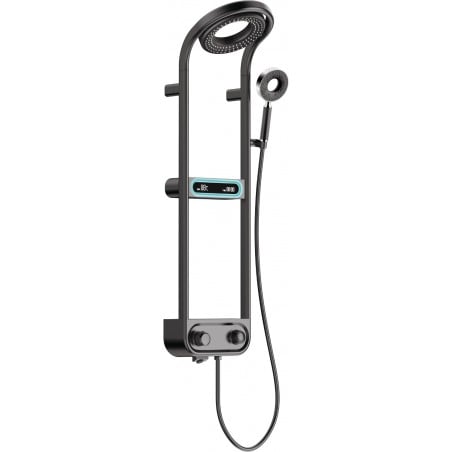 Mexen Peak fali zuhanykészlet esőztetővel és csapteleppel, LED kijelző, fekete - 78106-70