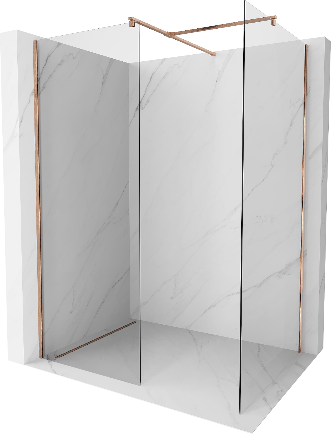 Mexen Kioto perete Walk-in 155 x 120 cm, transparent, cupru periat - 800-155-202-65-00-120