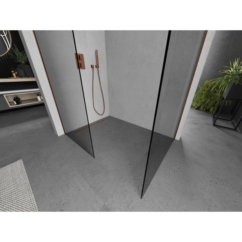 Mexen Kioto panou de duș Walk-in 160 x 75 cm, transparent, cupru periat - 800-160-202-65-00-075