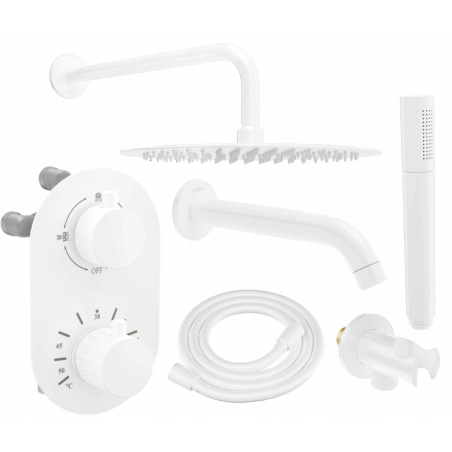 Mexen Kai DR70 set cada-duș încastrat cu duș fix de 30 cm, alb - 77602DR70301-20