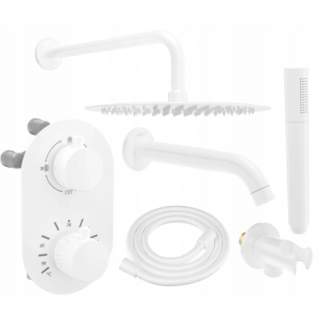 Mexen Kai DR70 set de cadă cu duș încastrat cu ploaie de 30 cm, alb - 77602DR70301-20