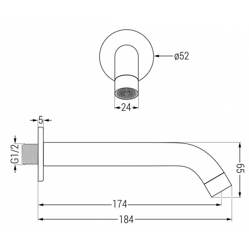 Mexen Kai DR70 süllyesztett kád-zuhany készlet 30 cm-es esőztetővel, arany - 77602DR70301-50