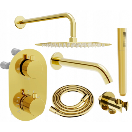 Mexen Kai DR70 set baie-duș încastrat cu duș de plafon 30 cm, auriu - 77602DR70301-50