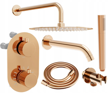 Mexen Kai DR70 set cadă-duș încastrat cu pară de tip ploaie30 cm, Roz-auriu - 77602DR70301-60