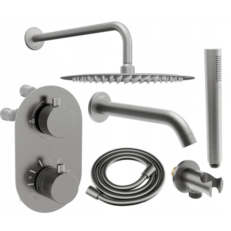 Mexen Kai DR70 set baie-duș îngropat cu duș fix de 30 cm, grafit - 77602DR70301-66