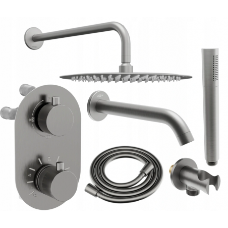 Mexen Kai Set ascuns de cadă-duș DR70 cu duș de 30 cm, gri armă periat - 77602DR70301-66