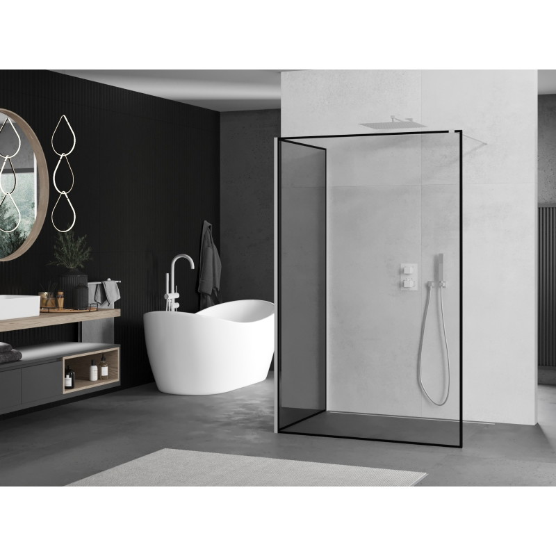 Mexen Kioto perete de duș Walk-in 120 x 80 cm, cadru negru, alb - 800-120-212-20-70-080