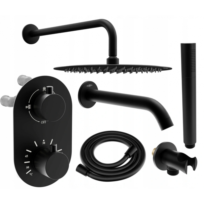 Mexen Kai DR70 set de cadă-duș încastrat cu ploaie de 30 cm, negru - 77602DR70301-70
