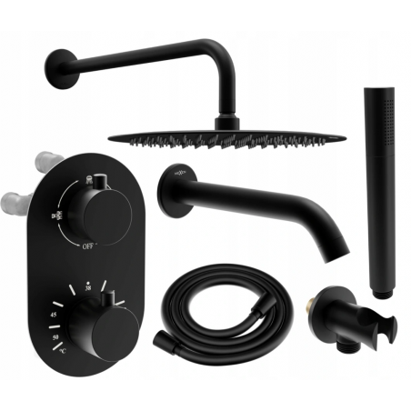 Mexen Kai DR70 set cadă-duș încastrat cu plafonieră de ploaie 30 cm, negru - 77602DR70301-70