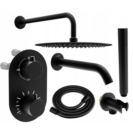 Mexen Kai DR70 set de cadă-duș încastrat cu ploaie de 30 cm, negru - 77602DR70301-70