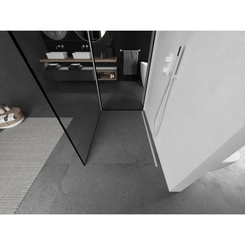 Mexen Kioto zuhanyfal Walk-in 130 x 120 cm, fekete keret, fehér - 800-130-212-20-70-120