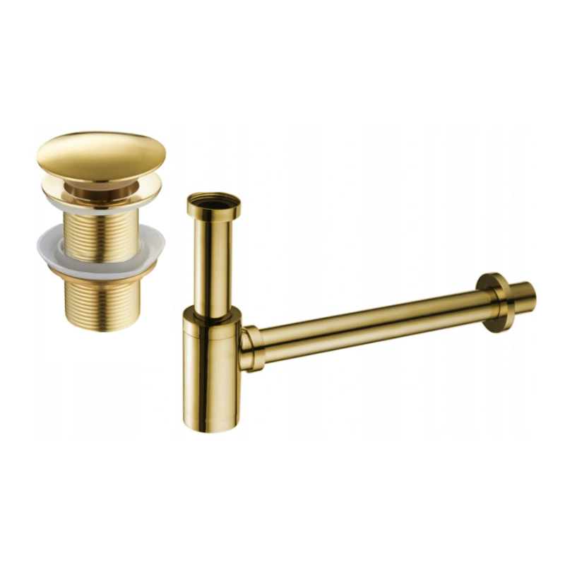 Mexen semisifon lavoar rotund cu dop clic-clac, fără preaplin, auriu - 7991050-50