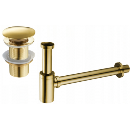 Mexen semisifon lavoar rotund cu dop clic-clac, fără preaplin, auriu - 7991050-50